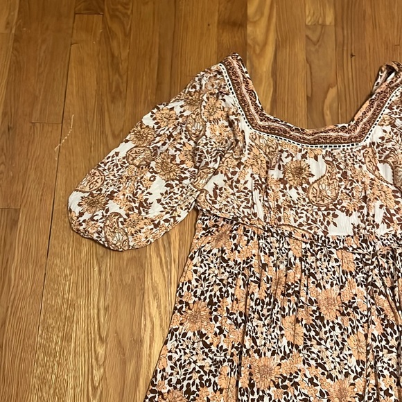 Orange Rust Floral Boho Peasant Flowy Dress‎ large - Picture 5 of 13